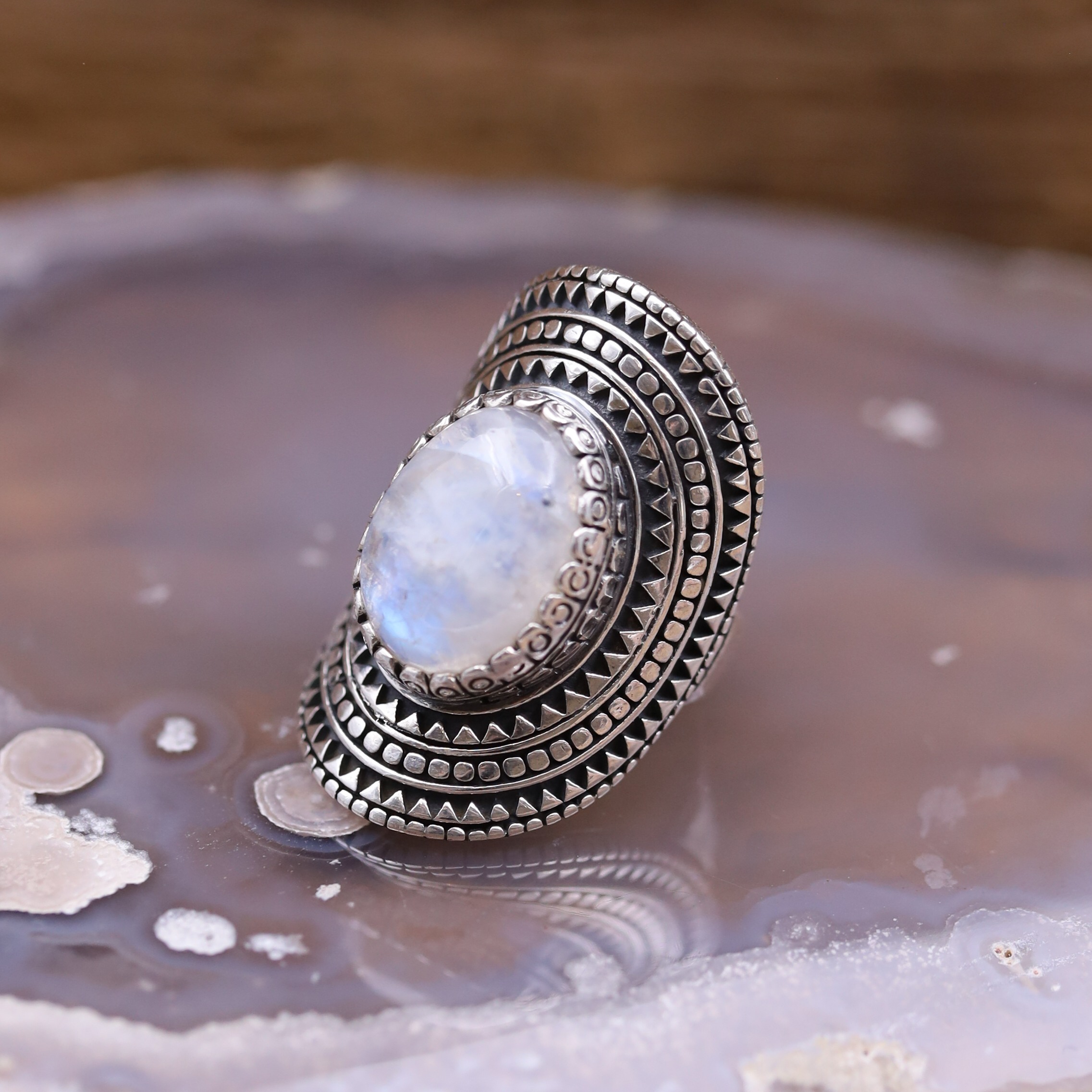 Bague en argent on sale pierre de lune