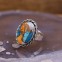 Bague en argent et pierre turquoise cuivrée