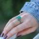 Bague d'exception en argent, marcassites et Agate verte