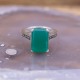 Bague d'exception en argent, marcassites et Agate verte