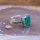 Bague d'exception en argent, marcassites et Agate verte