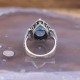 Bague d'exception en argent, marcassites et pierre topaze bleue