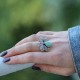 Bague d'exception en argent, marcassites et Jade