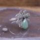 Bague d'exception en argent, marcassites et Jade