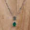 Collier d'exception en argent, marcassites et Agate verte