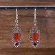 Boucles d'oreilles d'exception en argent, pierre cornaline, Spinel et marcassites