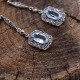 Boucles d'oreilles d'exception en argent, pierre Topaze bleue et marcassites