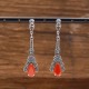 Boucles d'oreilles d'exception en argent, pierre Cornaline et marcassites