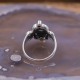Bague d'exception en argent, marcassites et pierre topaze bleue