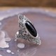 Bague d'exception en argent, marcassites et pierre Onyx