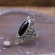 Bague d'exception en argent, marcassites et pierre Onyx