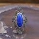 Bague d'exception en argent, marcassites et pierre Lapis Lazuli