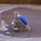 Bague d'exception en argent, marcassites et pierre Lapis Lazuli