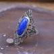 Bague d'exception en argent, marcassites et pierre Lapis Lazuli