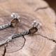 Boucles d'oreilles d'exception en argent, marcassites, Quartz Lemon et Quartz fumé