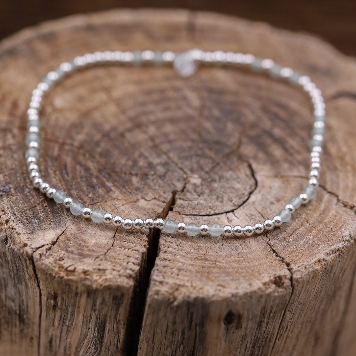 Bracelet perles Argent et pierre Préhnite