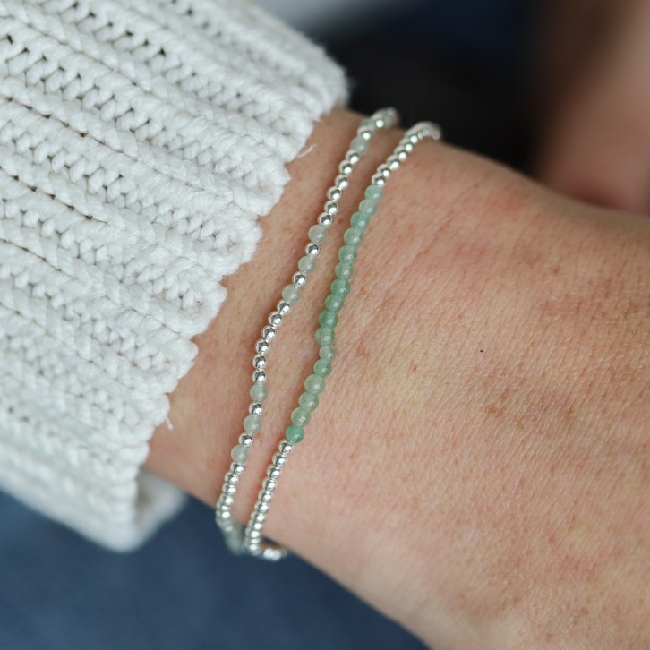 Bracelet pierres de lave et en argent 925 - Perle de Jade
