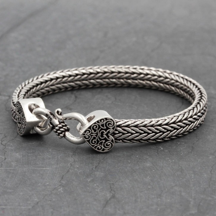 Bracelet fin snake en argent, mixte pour homme et femme