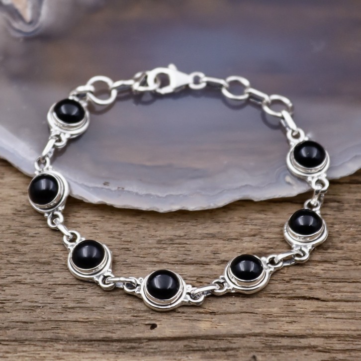 Bracelet en argent et pierre onyx