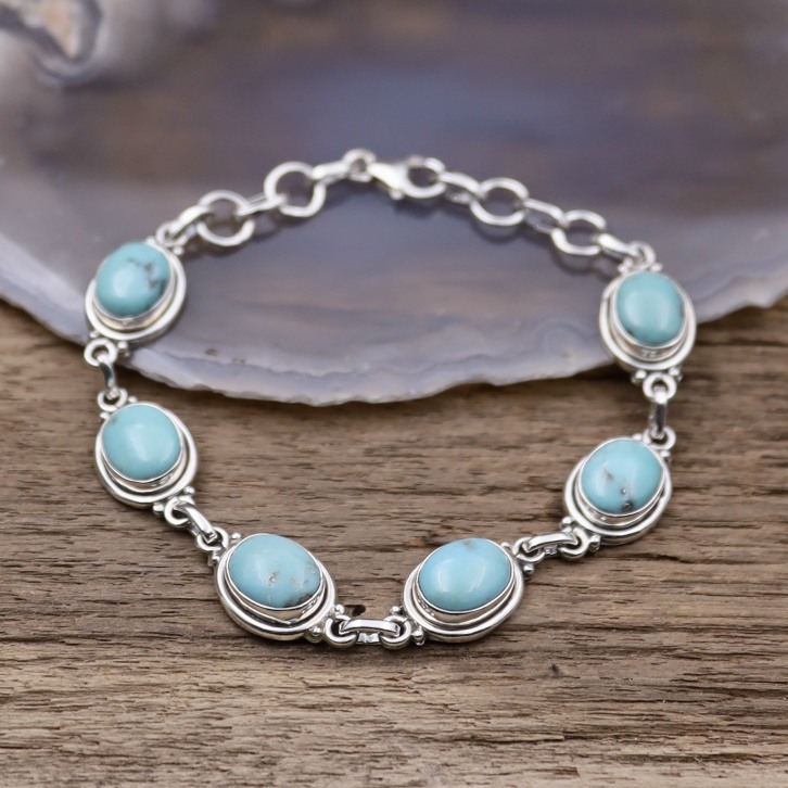 Bracelet en argent et pierre turquoise