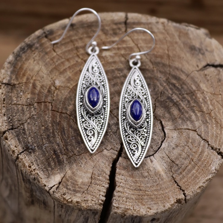 boucles d'oreilles en argent et pierre lapis lazuli