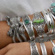 Bracelet rigide en argent et pierre agate verte