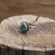 Bague en argent et pierre agate verte