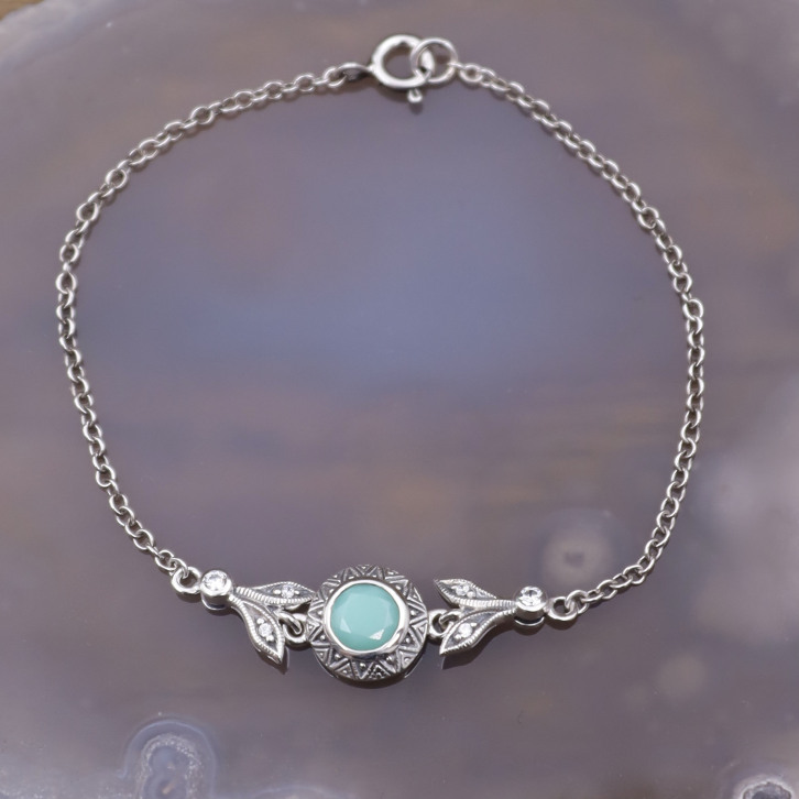 Bracelet d'exception en argent et chrysoprase