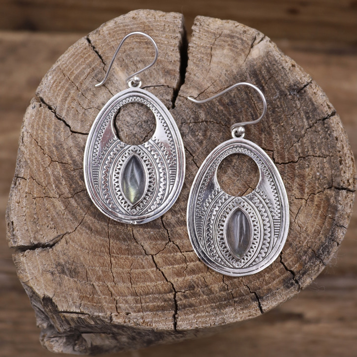 Boucles d'oreilles en argent et pierre labradorite