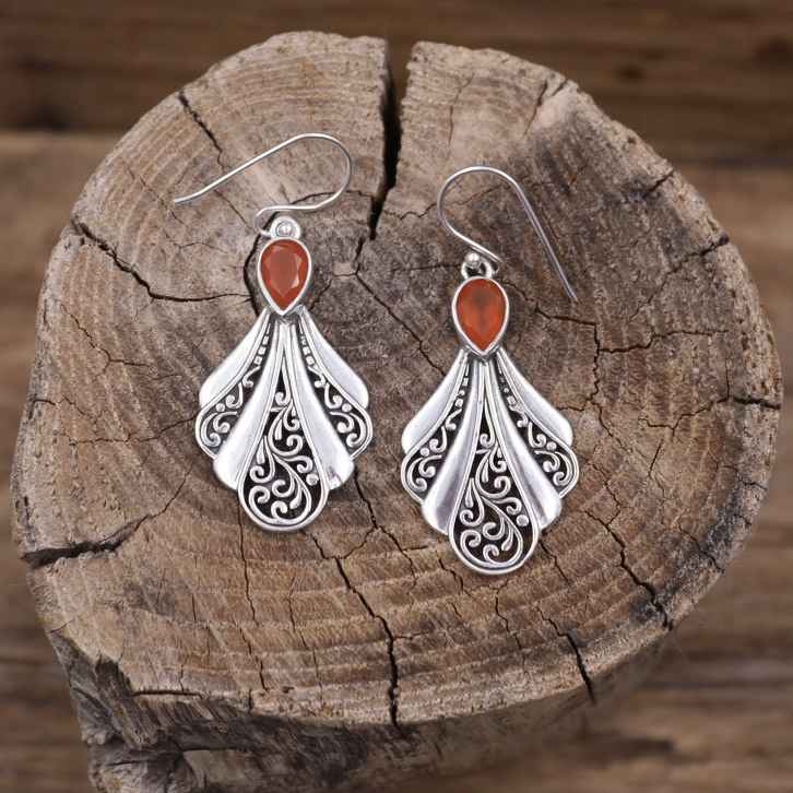 Boucles d'oreilles en argent et cornaline
