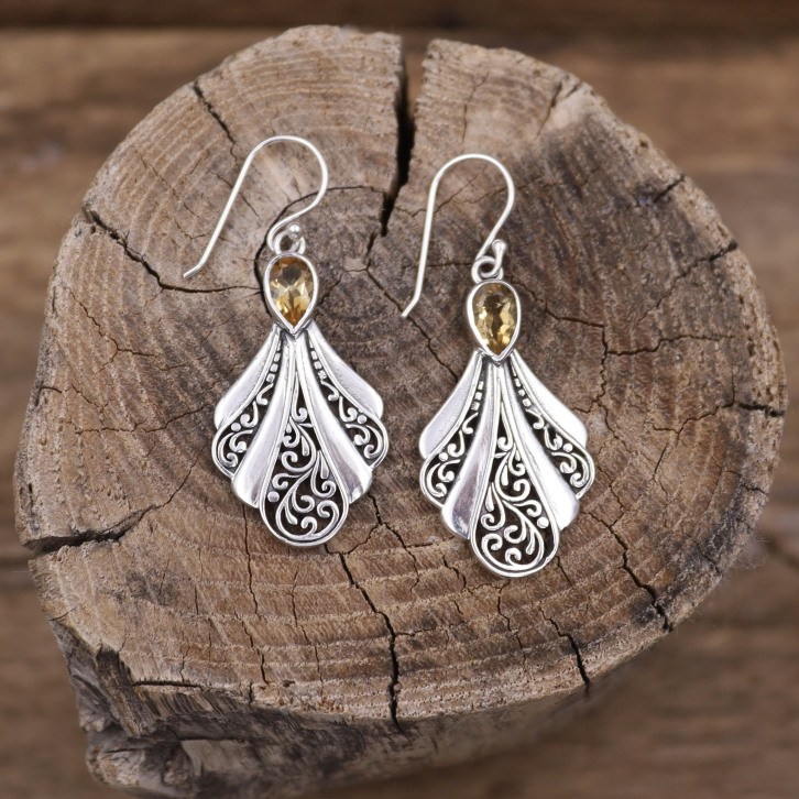 Boucles d'oreilles en argent et citrine
