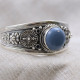 Bracelet rigide en argent et pierre opale bleue