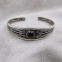 Bracelet rigide en argent et pierre obsidienne dorée