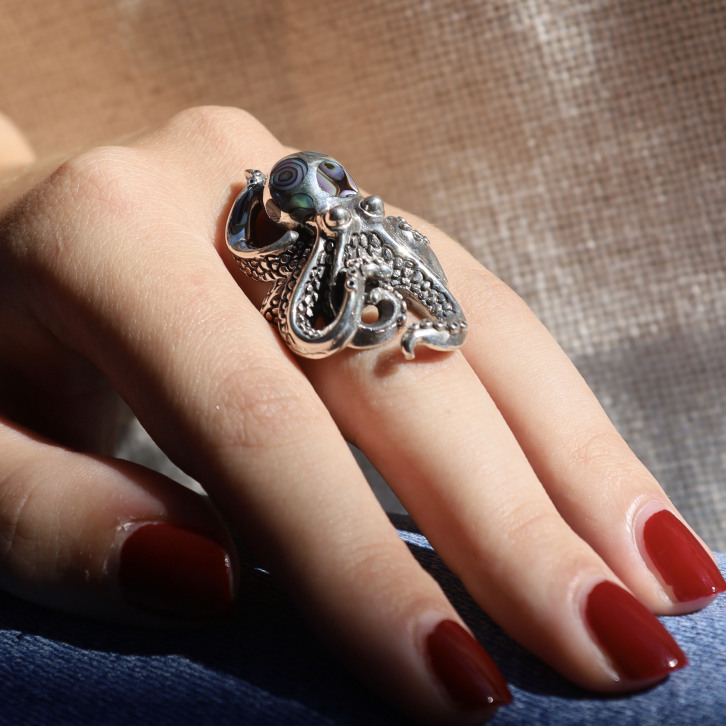 Bague pieuvre argent deals