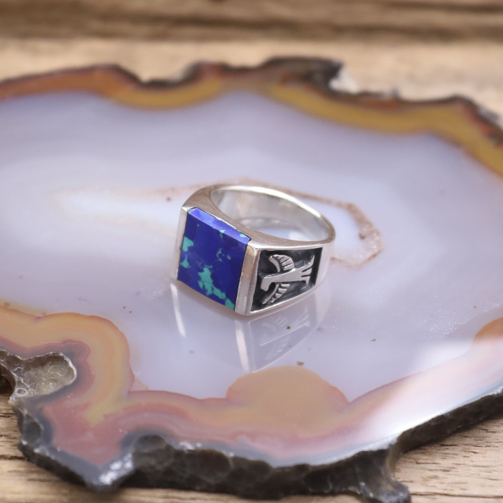 Bague en argent et azurite