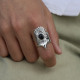 Bague "aigle" en argent et onyx