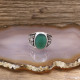 Bague "aigle" en argent et agate verte