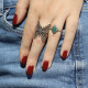 Bague en argent et agate verte