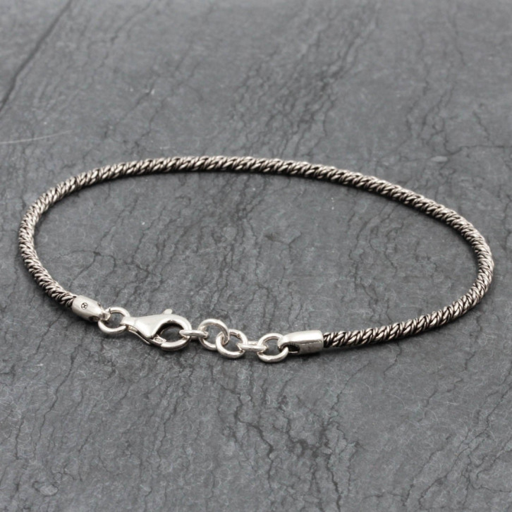 Bracelet en argent de cheville vrille   