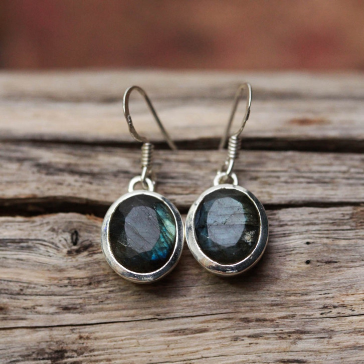  Boucles d'oreilles en argent pierre labradorite