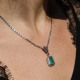 Pendentif d'exception en argent, marcassites et agate verte