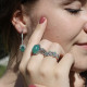 Bague d'exception en argent, marcassites et agate verte