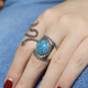 Bague d'exception en argent, marcassites et turquoise