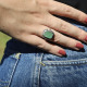 Bague d'exception en argent, marcassite et jade