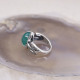 Bague d'exception en argent, marcassites et agate verte