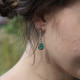 Boucles d'oreilles d'exception en argent, marcassites et pierre agate verte