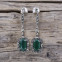 Boucles d'oreilles d'exception en argent, marcassites et pierre agate verte