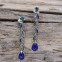 Boucles d'oreilles d'exception en argent, marcassites, pierres lapis lazuli et agate verte