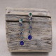 Boucles d'oreilles d'exception en argent, marcassites, pierres lapis lazuli et agate verte