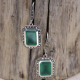 Boucles d'oreilles d'exception en argent, marcassites et pierre agate verte